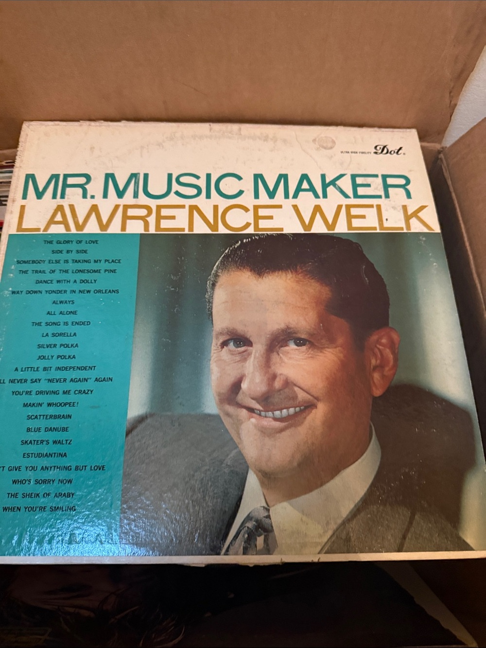 Lawrence Welk Mr. Music Maker Vintage Album Cover - Teal & Gold